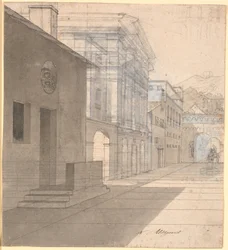 Estudio perspectivo para la arquitectura en la imagen de la partera que deja la casa de Androspigen