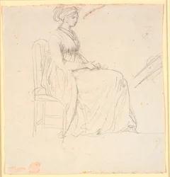 Retrato de la segunda esposa del artista Juliane Marie Abildgaard, sentada, figura completa