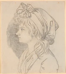 Retrato de perfil de la segunda esposa del pintor Juliane Marie Abildgaard, nacida Ottesen. Trabajo preliminar para retrato en el Museo de Frederiksborg