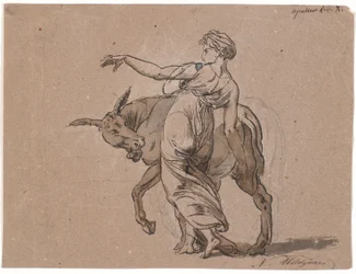 Escena del "El asno de oro" de Apuleyo, libro 10. La dama noble anima al asno