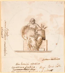 Figura femenina alegórica sentada