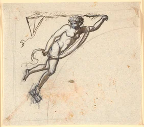 Figura flotante con un dragón en la mano