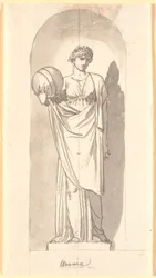 Urania como estatua en un nicho