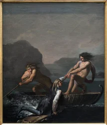 El naufragio Niels Klim salvado por dos Quamites. Extracto de El viaje subterráneo de Niels Klim