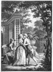 El primer beso de amor, ilustración de «Julia, o la nueva Eloísa» de Jean-Jacques Rousseau (1712-78)
