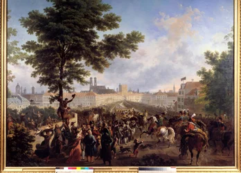 Entrada del ejército francés comandado por el emperador Napoleón Bonaparte (1769-1821) en Múnich, el 24/10/1805