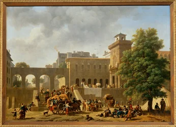 Exterior de un hospital militar, también conocido como "Los franceses en Italia", Salón 1804 ...