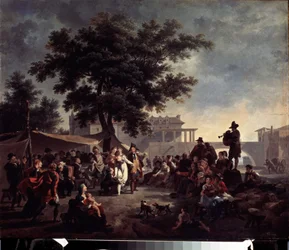 Boda Campestre Rústica. Pintura de Nicolás Antoine Taunay (1755-1830). Óleo sobre tabla, 41 x 56 cm. Arte francés del siglo XVIII. Museo Pushkin de Bellas Artes, Moscú.