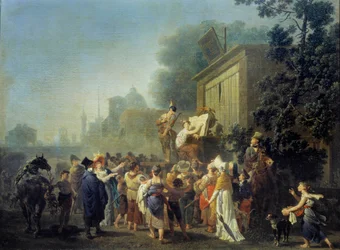 Los comediantes viajeros, el teatro de la locura Pintura de Nicolas Taunay (1755-1830) Siglo XIX Reims, Museo de Bellas Artes