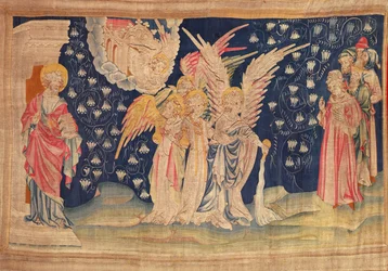 El primer frasco derramado en la tierra, del Tapiz del Apocalipsis de Angers, 1373-1387