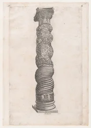 Speculum Romanae Magnificentiae: Columna grotesca en espiral en San Pedro, siglo XVI