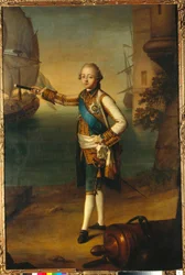 Retrato del Gran Duque Pavel Petrovich (1754-1801, Pablo I de Rusia) en uniforme de almirante - Pintura de Nicolas Benjamin Delapierre (1739-1802), óleo sobre lienzo