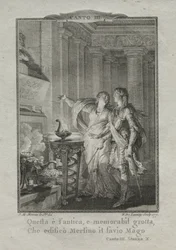 En la gruta de Merlín, el mago, 1771