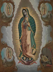 La Virgen de Guadalupe con las cuatro apariciones