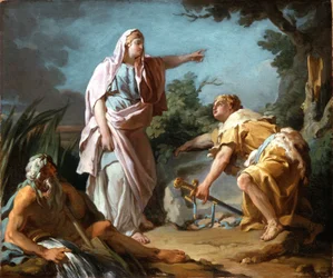 Aethra mostrando a su hijo Teseo el lugar donde su padre había escondido sus armas, 1768