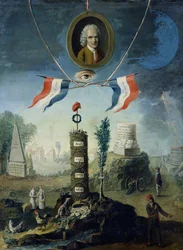 Una alegoría de la Revolución con un medallón retrato de Jean-Jacques Rousseau (1712-78), 1794