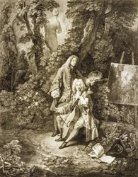 Caballeros de Jullienne y Watteau en un parque, después de una pintura de Watteau