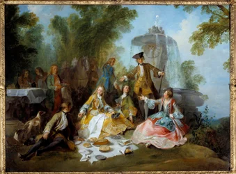 Almuerzo de caza. Pintura de Nicolas Lancret (1690-1743)