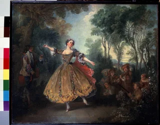 ""El camargo bailarín"" (Miss Camargo Bailando) Marie Anne de Cupis Camargo llamó al Camargo (1710-1770) bailando. Pintura de Nicolas Lancret (1690-1743) Principios del siglo XVIII Dim. 45x55 cm Museo del Hermitage, San Petersburgo