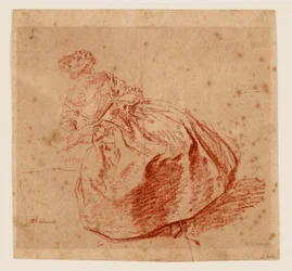 Mujer joven con abanico (dibujo)