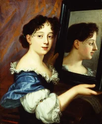 Una dama sosteniendo un espejo, c.1660 (óleo sobre lienzo)