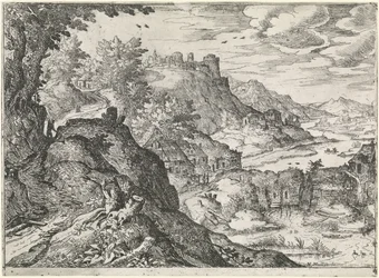 Paisaje de montaña con un molino de agua. Paisajes de montaña (título de la serie)