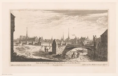 Gezicht op de Pont Neuf Vista del Pont Neuf y la Isle du Palais (...) (título sobre objeto)