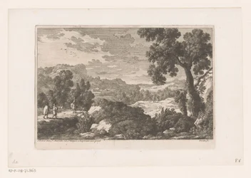 Paisaje montañoso con figuras