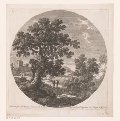 Paisaje con árboles y andadores.