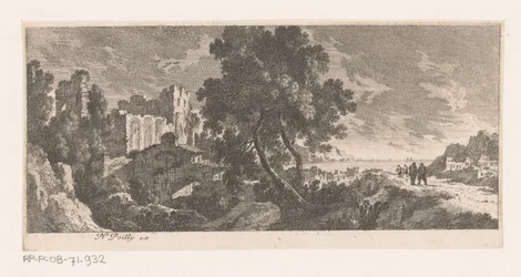 Paisaje con ruinas junto al mar