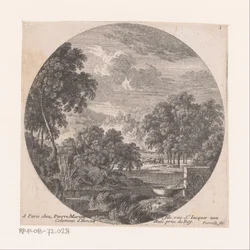 paisaje de río con fuente