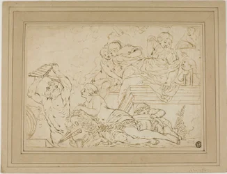 Escena con ninfas y sátiro