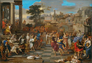 La Suma Sacerdotisa Cidippe, arrastrada por sus dos hijos al templo de Juno (pintura sobre lienzo)