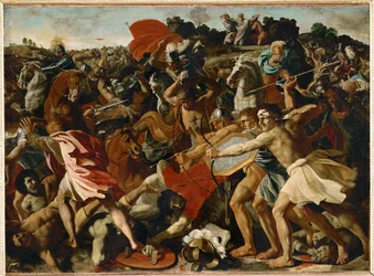 La batalla de Josué contra los amalecitas (óleo sobre lienzo)