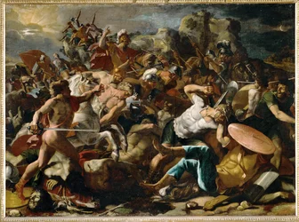 Victoria de Josué sobre los amorreos (pintura sobre lienzo)