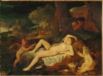 Venus reclinada y Amor (óleo sobre lienzo)