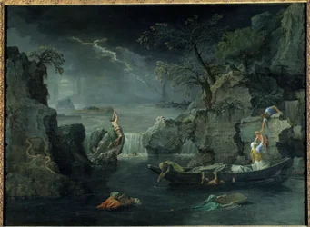 Invierno o diluvio. Pintura de Nicolas Poussin (1594-1665), hacia 1660-1664. Dimensiones: 1,18 x 1,60 m.