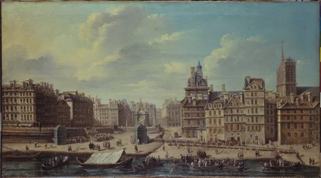 Fiesta celebrada en la plaza de Grève con motivo del nacimiento de la princesa Marie-Thérèse, hija del Delfín, en julio de 1746.