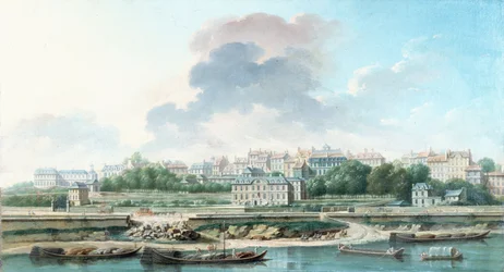 Le Quai et le Village de Passy, vue de la rive gauche, en 1757 (óleo sobre lienzo)