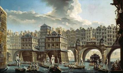 El concurso de los barqueros frente al Pont Neuf, París