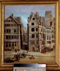 El cabaret Vista de un callejón y la actividad de una ciudad en el siglo XVIII. Pintura de Nicolas Jean Baptiste Raguenet (1715-1793) 1751. Museo del Carnaval