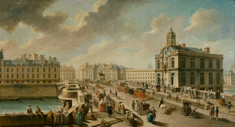 Vista del Pont Neuf y de la bomba Samaritaine vistos desde el Quai de la Megisserie