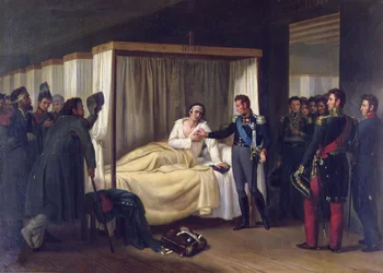 Luis de Borbón (1775-1844), Duque de Angulema visitando el hospital en Chiclana durante la expedición francesa en España en 1823 para restaurar a Fernando VII (1784-1833)
