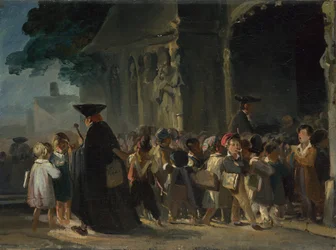 Niños en la puerta de una iglesia, entre 1817 y 1845