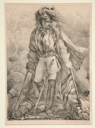 Coracero francés que lleva una bandera