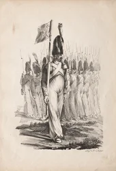 Uniformes militares: sargento de carabineros, guía general, 1817-1818