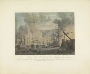 Bombardeo de Argel, 1816 La victoria de los argelinos en la bahía de Argel por los escuadrones ingleses y holandeses, comandados por el almirante Lord Exmouth y el vicealmirante de Capellen, 27 de agosto de 1816 (título en obj