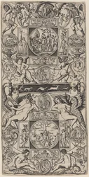 Panel ornamental con Orfeo y el juicio de Paris