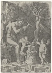 Vulcano forja el ala de Cupido