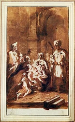 La adoración de los Reyes Magos (pluma y aguada)